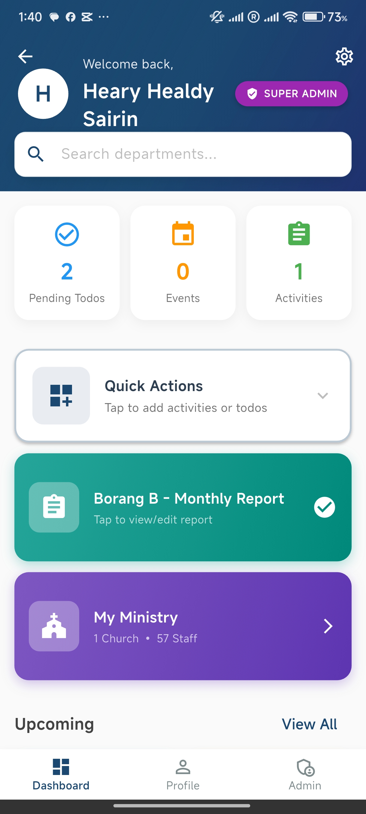 PastorPro App Dashboard